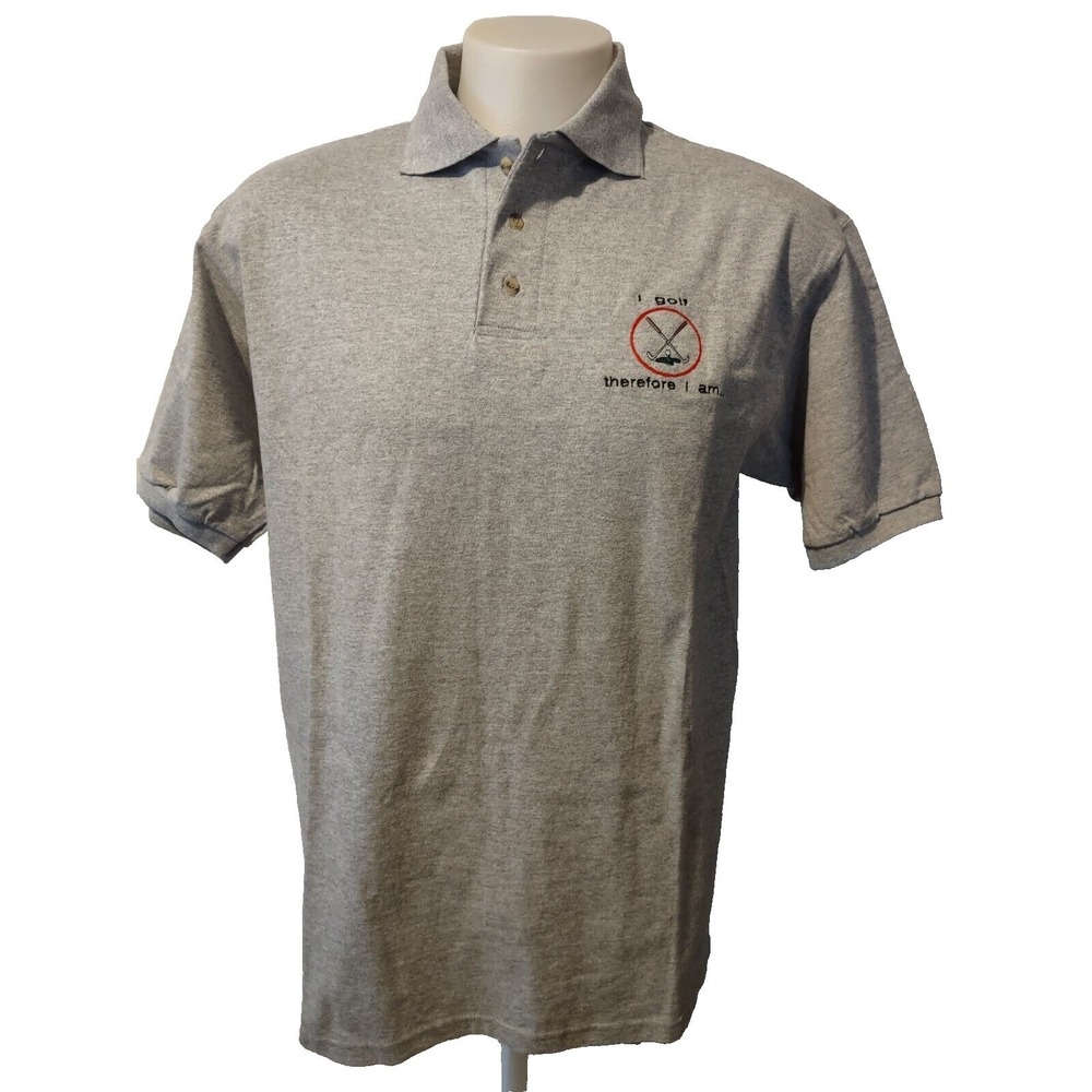 Anvil‎ Shirt Men's Large Golf Polo Gray Short Sleeve Logo Embroidered Norm Core